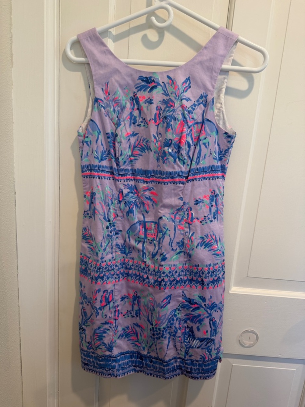 Lilly Pulitzer Lilac Floral Shift Dress with Blue & Pink Accents